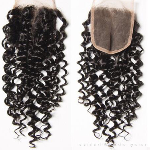 Free Sample Hair 4*4 Lace Closure Wholesale Brazilian Human Hair Extensions Unprocessed Raw Virgin hair jerry curly